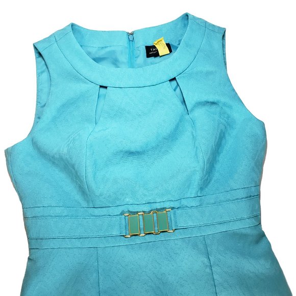 Tahari Arthur S. Levine Turquoise Blue Dress Women's Size 6 - Picture 9 of 16